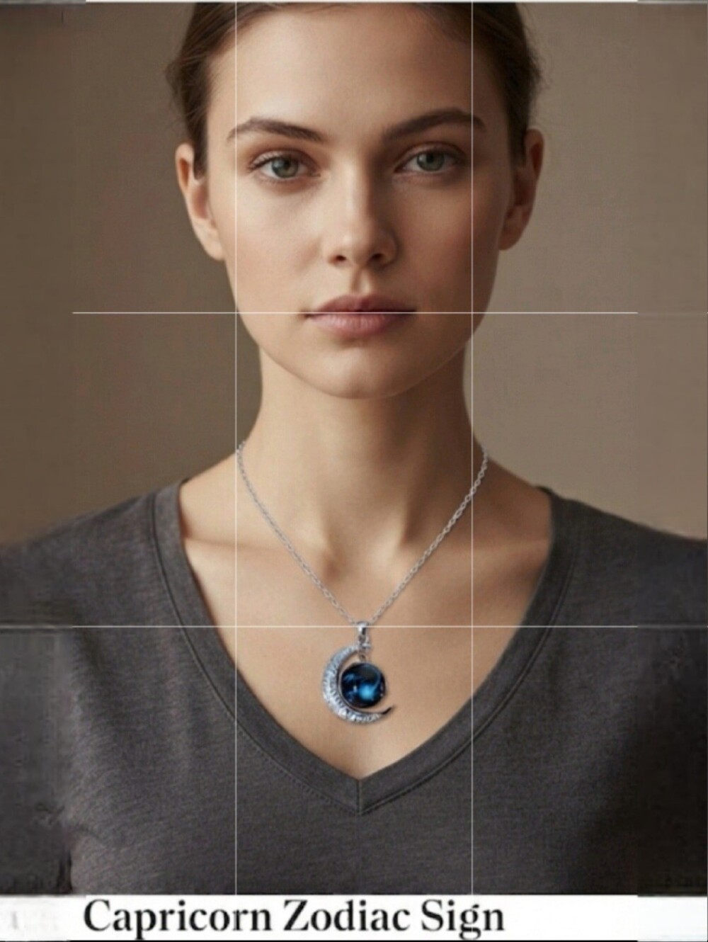 Capricorn Zodiac Sign Crescent Moon Galaxy Luminous Charm Celestial Necklace